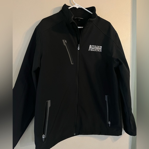 Affolder Implement Sales jacket men’s large black full zip farmer rain NWOT - Picture 1 of 14
